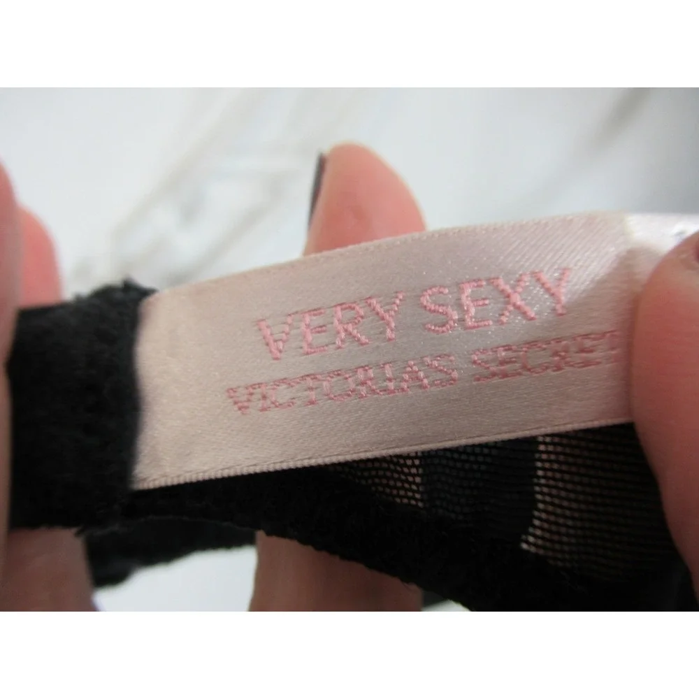 Victoria's Secret Merrywidow Slip with Garters 36C Black Open Bottom Very Sexy